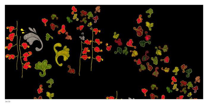 Report, Black background, Pen on rice paper, May 2006